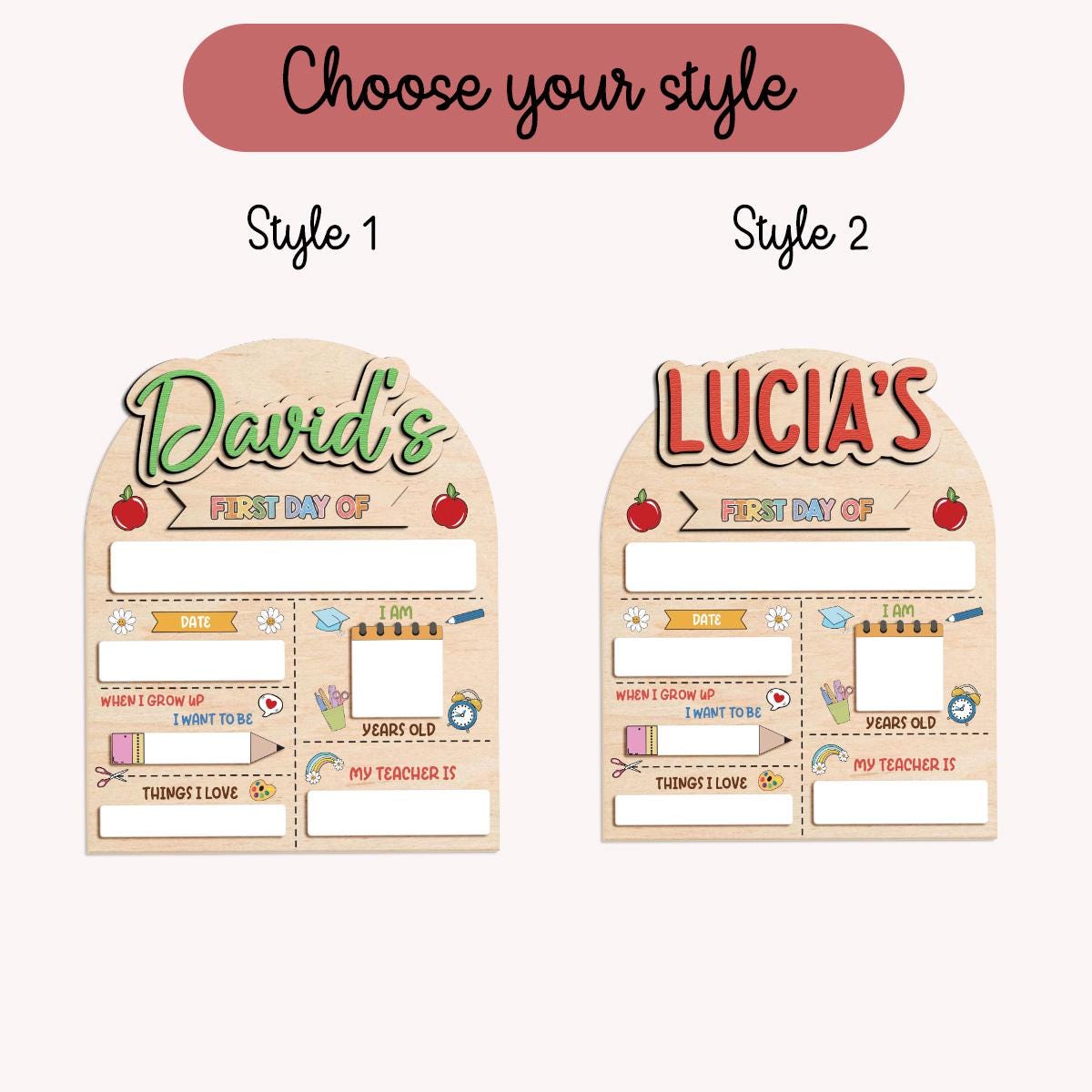 Custom First Day Of School Sign, Custom Name Back To School Board, Reusable Back To School Sign Photo Prop, 1st Day Of School Sign For Kids
