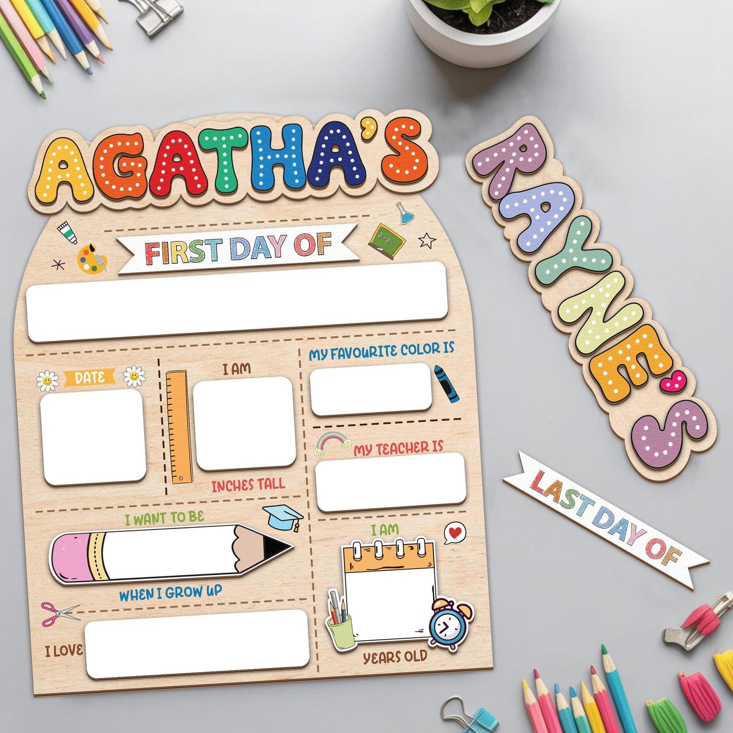 Personalized First Day Of School Sign, Back To School Sign, Kindergarten Back To School Board, Custom First Day Last Day Of School Sign