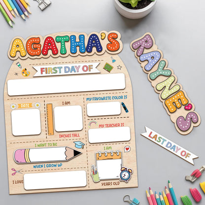 Personalized First Day Of School Sign, Back To School Sign, Kindergarten Back To School Board, Custom First Day Last Day Of School Sign