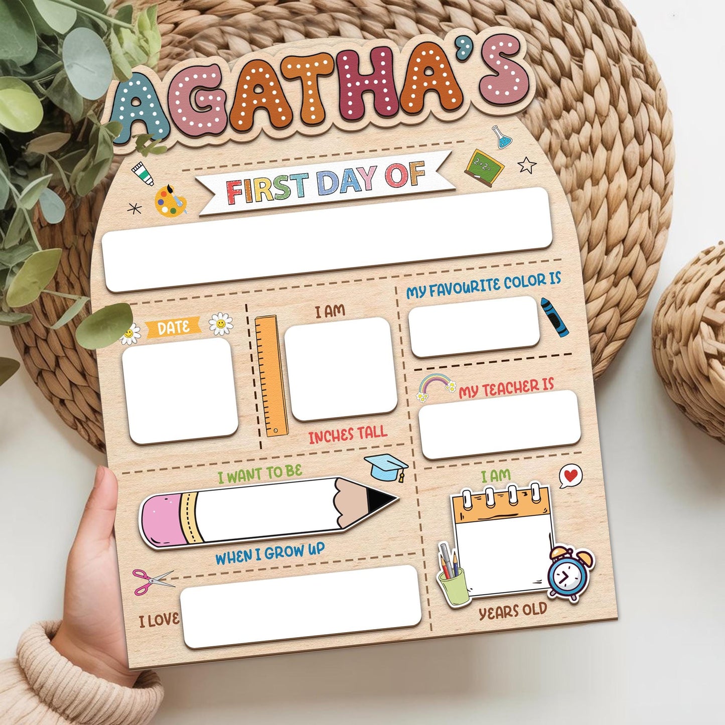 Personalized First Day Of School Sign, Back To School Sign, Kindergarten Back To School Board, Custom First Day Last Day Of School Sign
