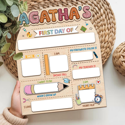 Personalized First Day Of School Sign, Back To School Sign, Kindergarten Back To School Board, Custom First Day Last Day Of School Sign