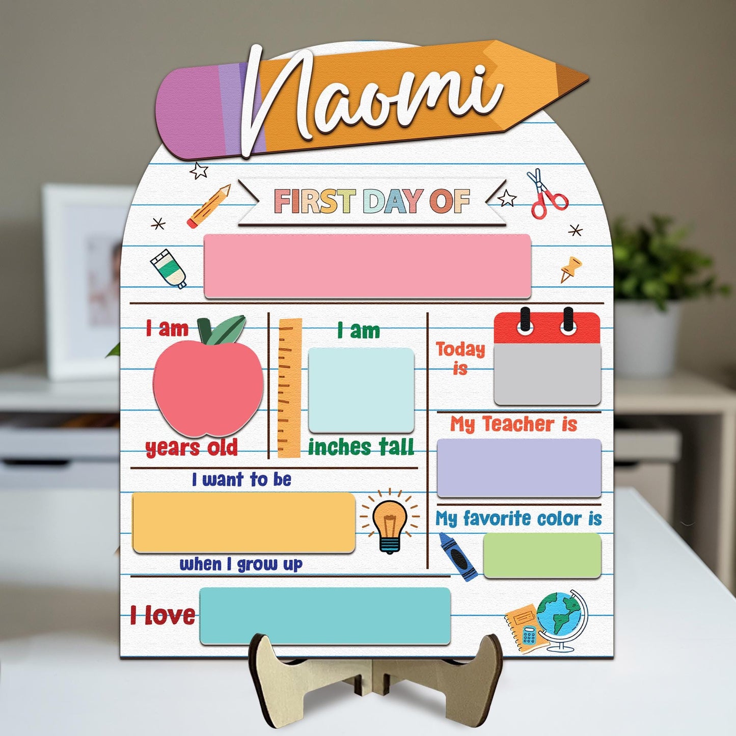 Customized First Day Of School Sign, 1st Day Of School Sign, Reusable Back To School Sign For Photos, School Board, Dry Erase School Sign