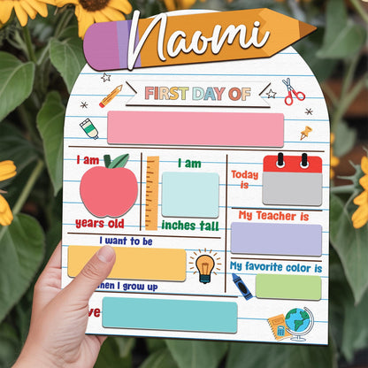 Customized First Day Of School Sign, 1st Day Of School Sign, Reusable Back To School Sign For Photos, School Board, Dry Erase School Sign