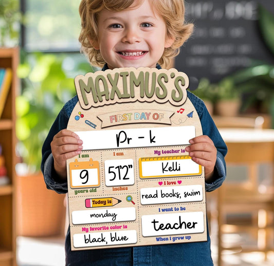 Customized First Day And Last Day Of School Sign, 1st Day Of School Sign, Dry Erase School Sign, Back To School Sign For Photo, School Board