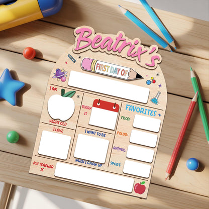 Custom 1st Day Of School Board, Custom First Day Of School Sign, Back To School Sign For Kids, First Day Of Kinder Pre K Sign, Student Gifts