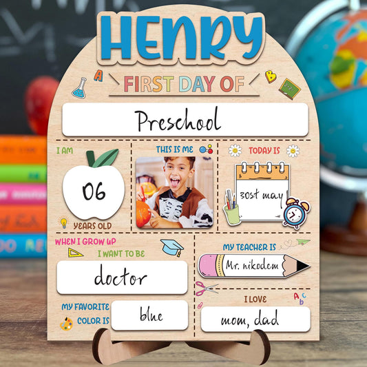 Personalized First And Last Day School Sign, Back To School Sign, First Day School Wooden School Board, Kindergarten 1st Day Of School Sign