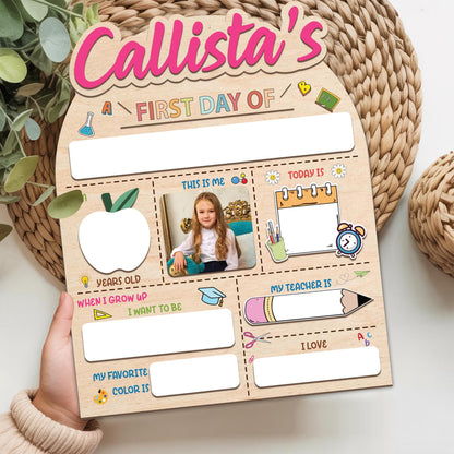 Personalized First And Last Day School Sign, Back To School Sign, First Day School Wooden School Board, Kindergarten 1st Day Of School Sign
