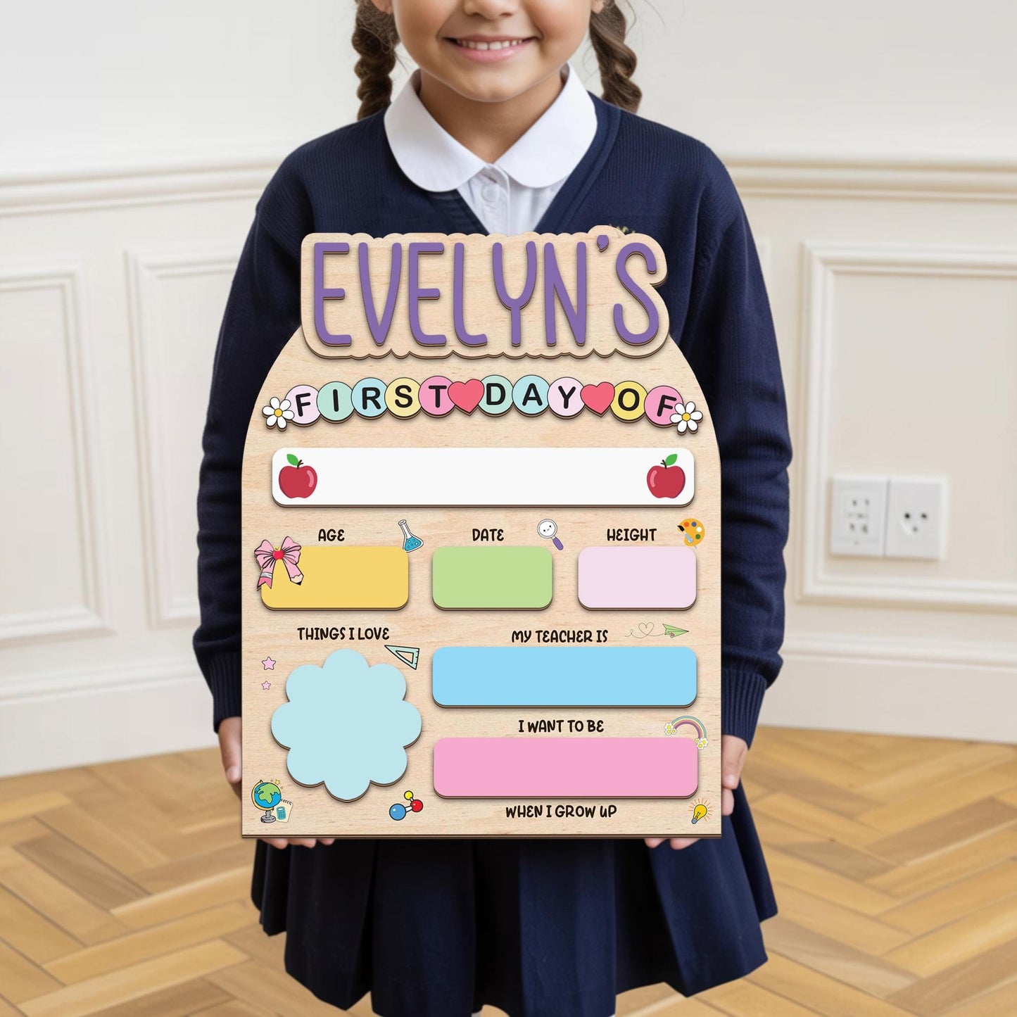 Personalized First & Last Day School Sign, Back To School Sign, Kindergarten 1st Day Of School Sign Reusable, Custom First Day School Sign