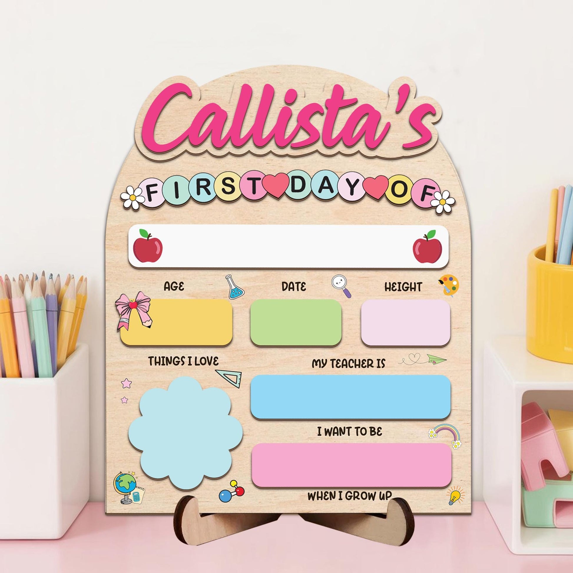 Personalized First & Last Day School Sign, Back To School Sign, Kindergarten 1st Day Of School Sign Reusable, Custom First Day School Sign