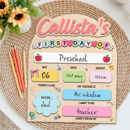 Personalized First & Last Day School Sign, Back To School Sign, Kindergarten 1st Day Of School Sign Reusable, Custom First Day School Sign