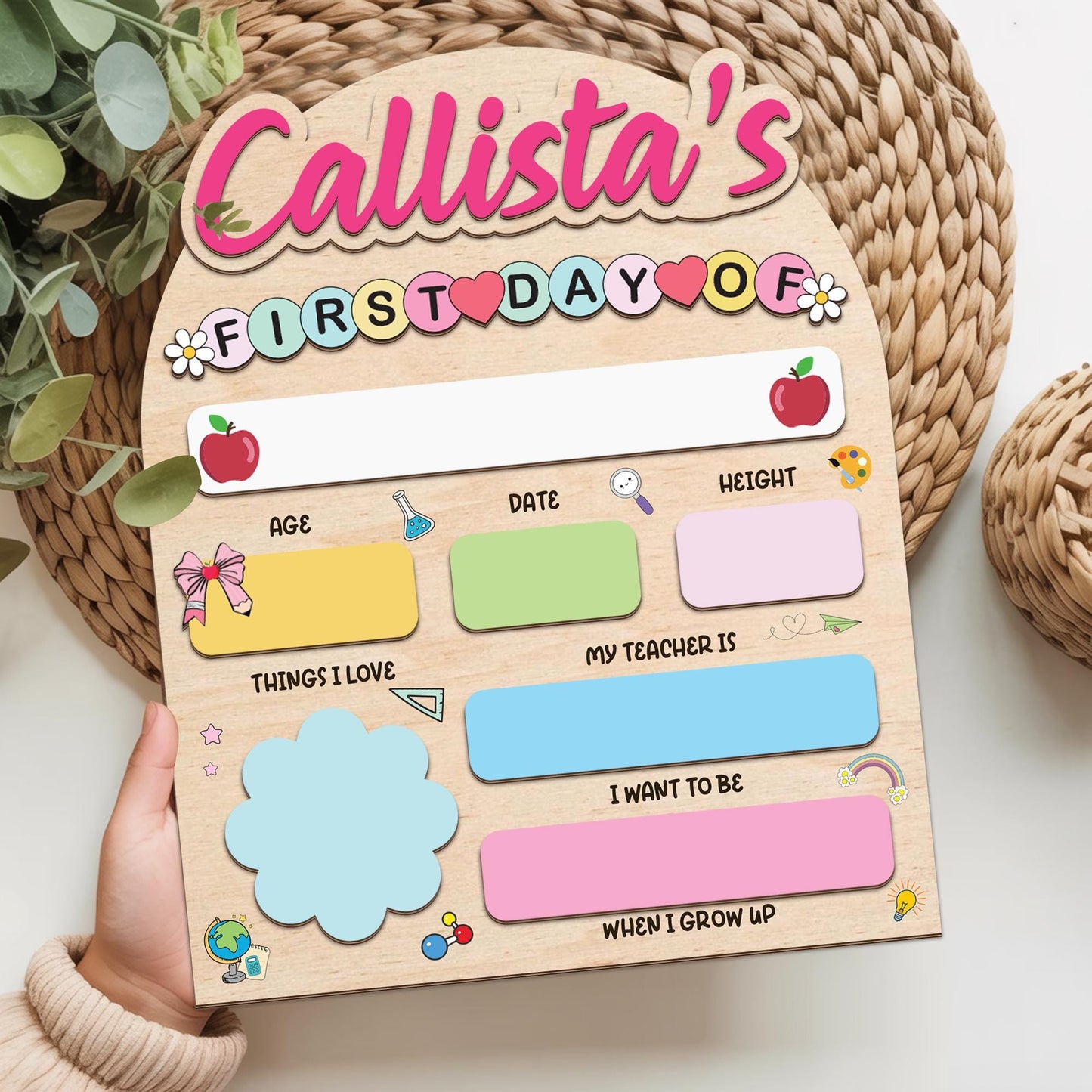 Personalized First & Last Day School Sign, Back To School Sign, Kindergarten 1st Day Of School Sign Reusable, Custom First Day School Sign