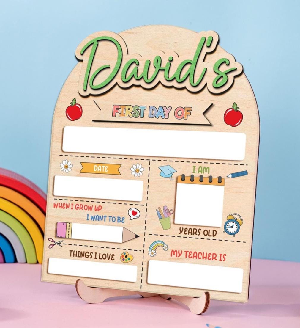 Custom First Day Of School Sign, Custom Name Back To School Board, Reusable Back To School Sign Photo Prop, 1st Day Of School Sign For Kids