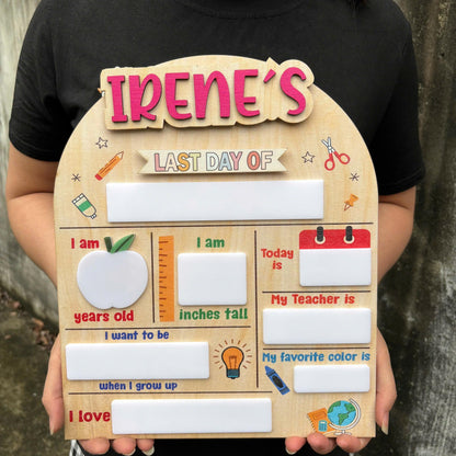 Personalized First Day Of School Sign, Back To School Interchangable Sign, Reusable Photo Prop First Day Of School Sign, School Board Signs