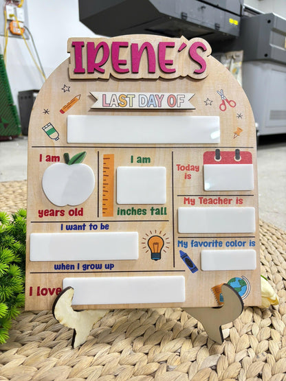 Personalized First Day Of School Sign, Back To School Interchangable Sign, Reusable Photo Prop First Day Of School Sign, School Board Signs