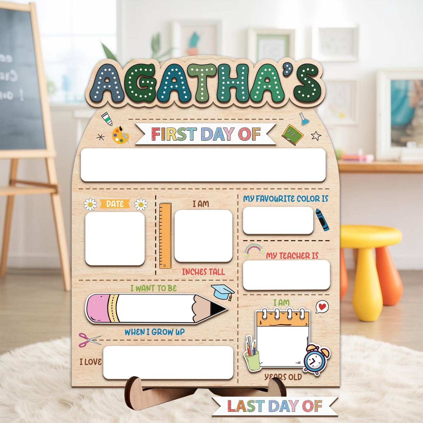 Personalized First Day Of School Sign, Back To School Sign, Kindergarten Back To School Board, Custom First Day Last Day Of School Sign