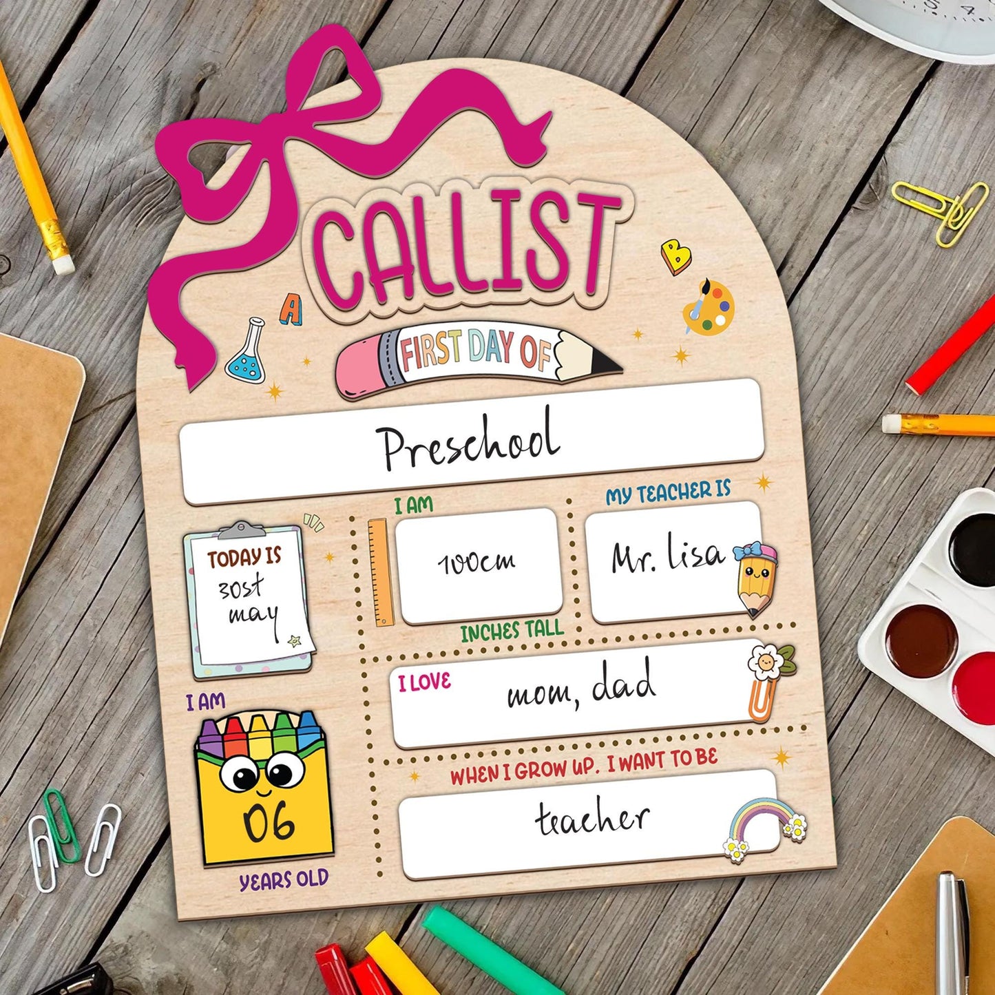 Personalized First & Last Day Of School, Back To School Sign For Photos Prop, 1st Day Of School Dry Erase Board, First Day Of School Sign