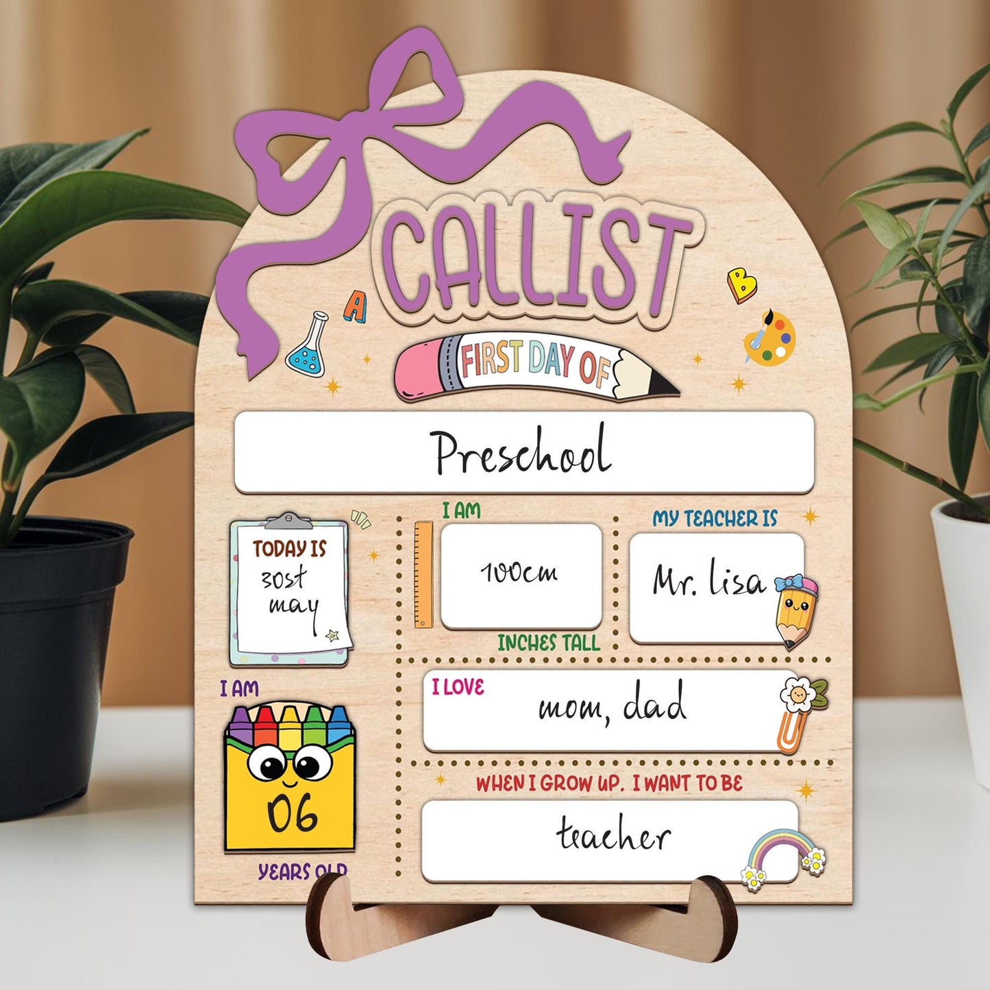 Personalized First & Last Day Of School, Back To School Sign For Photos Prop, 1st Day Of School Dry Erase Board, First Day Of School Sign