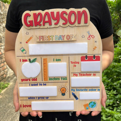 Personalized First Day Of School Sign, Interchangable Back To School Sign, School Board Signs, Reusable Photo Prop First Day Of School Sign