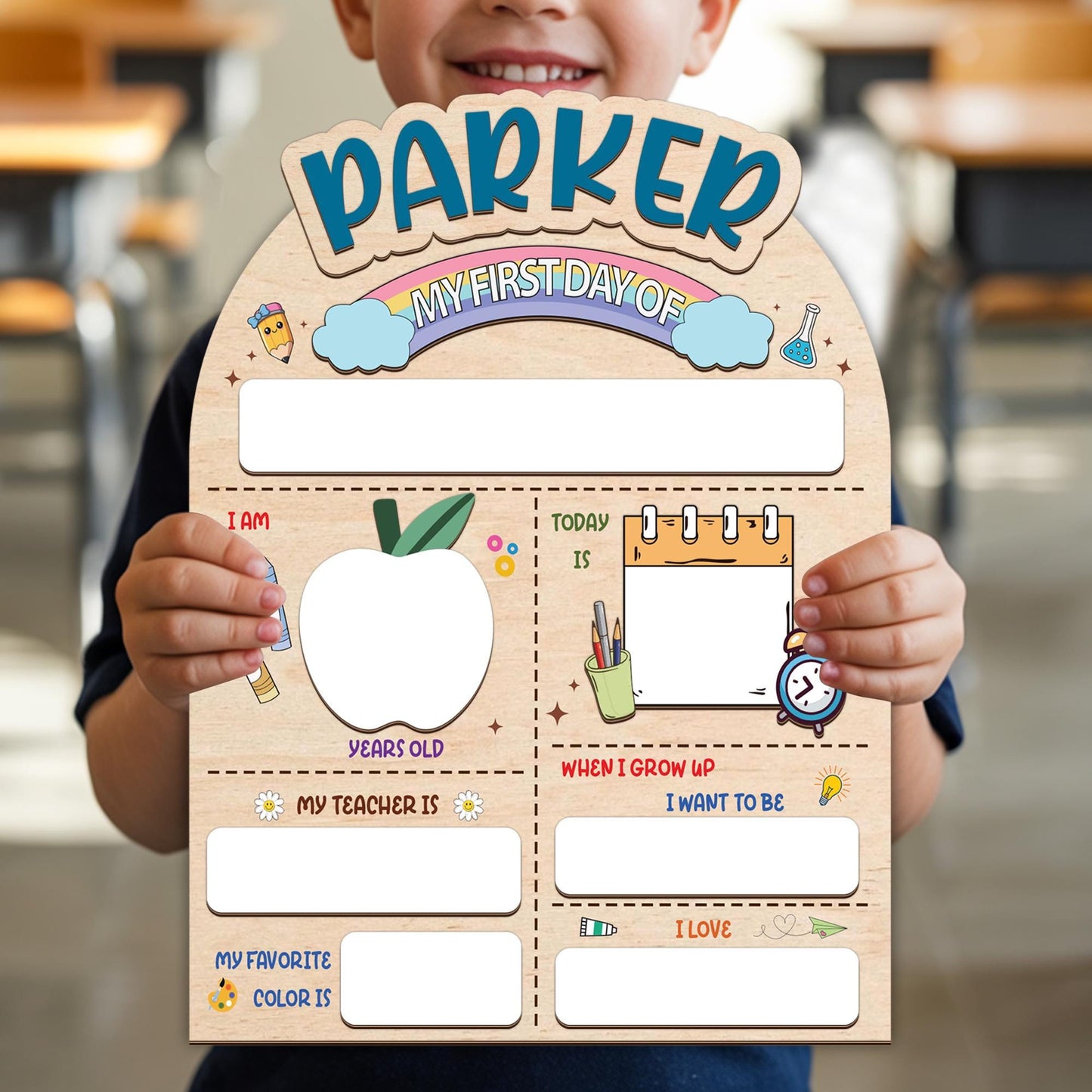 Personalized First & Last Day Of School Sign, 1st Day Of School Signs, Back To School Sign For Photos, Custom Name 1st Day Of School Board