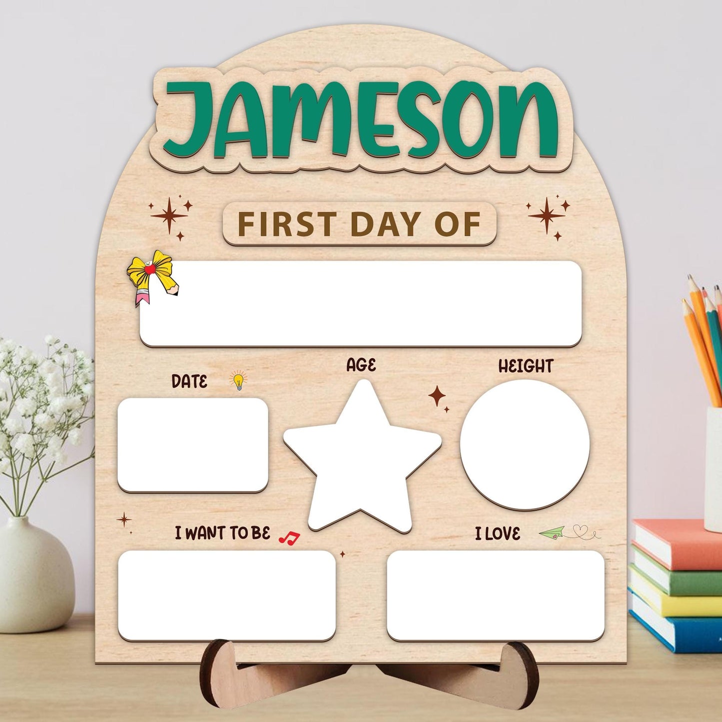 Personalized First Day Of School Sign, Reusable Back To School Sign For Photos, School Board, 1st Day Of School Sign, Dry Erase School Sign