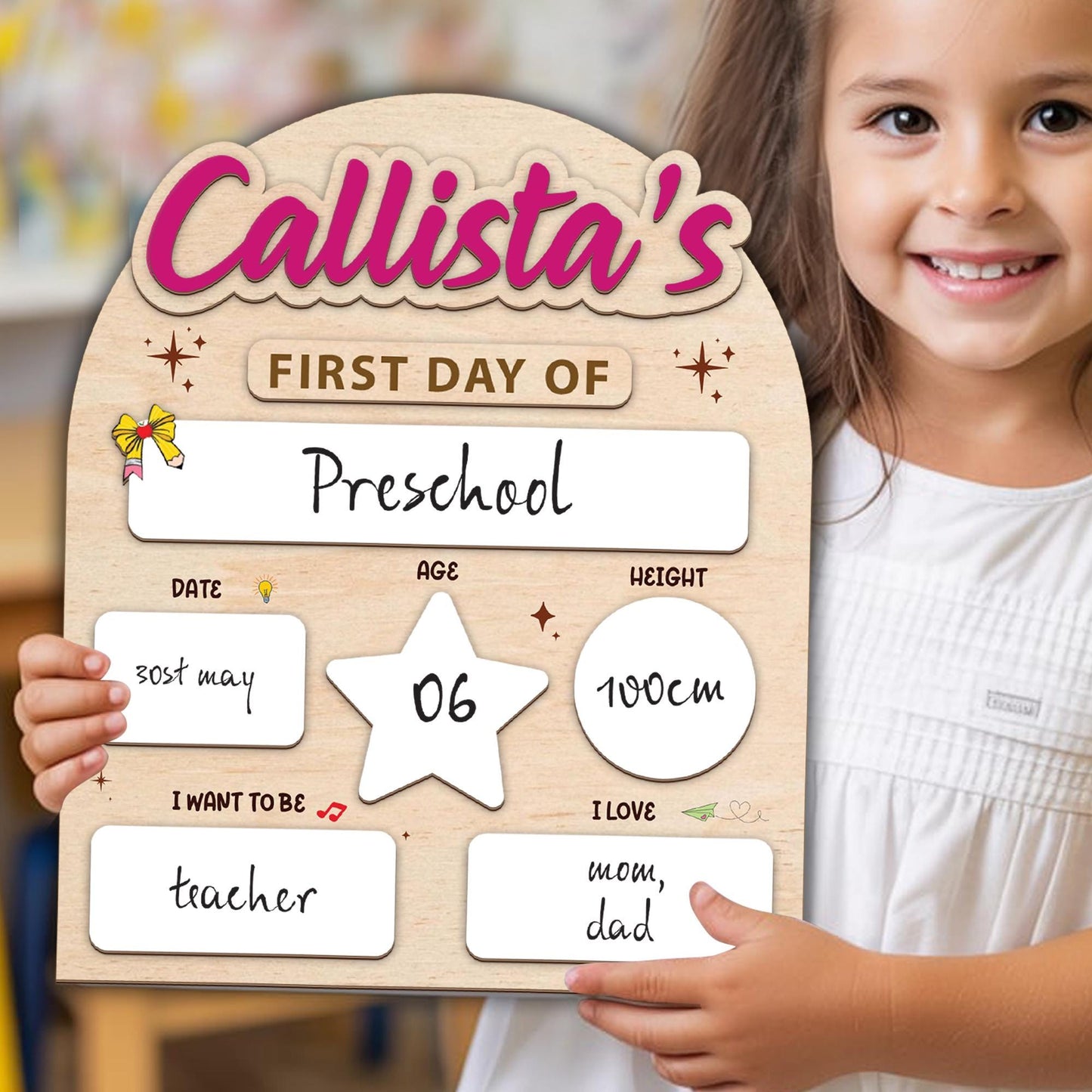 Personalized First Day Of School Sign, Reusable Back To School Sign For Photos, School Board, 1st Day Of School Sign, Dry Erase School Sign