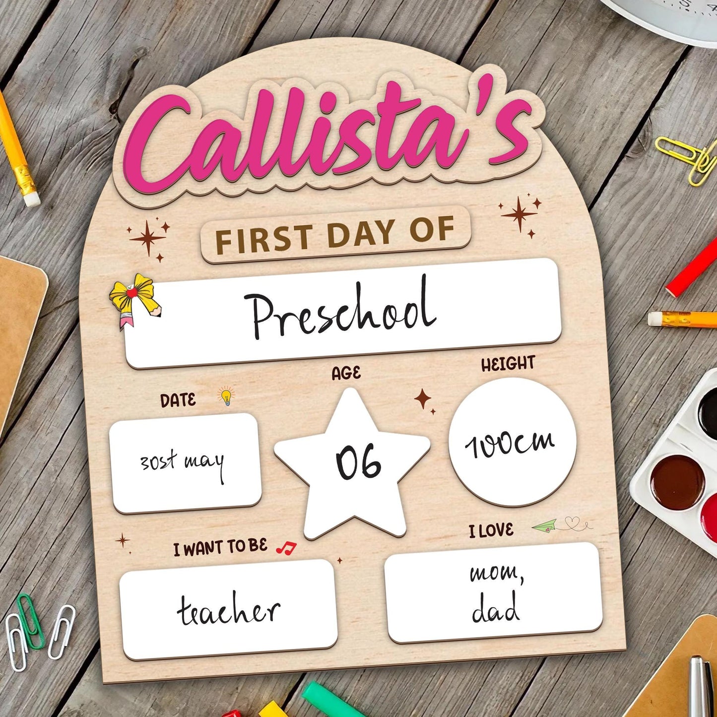 Personalized First Day Of School Sign, Reusable Back To School Sign For Photos, School Board, 1st Day Of School Sign, Dry Erase School Sign