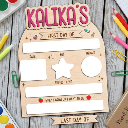 Custom First And Last Day Of School Sign, Custom Name Back To School Board, Reusable Back To School Sign, Photo Prop 1st Day Of School Board
