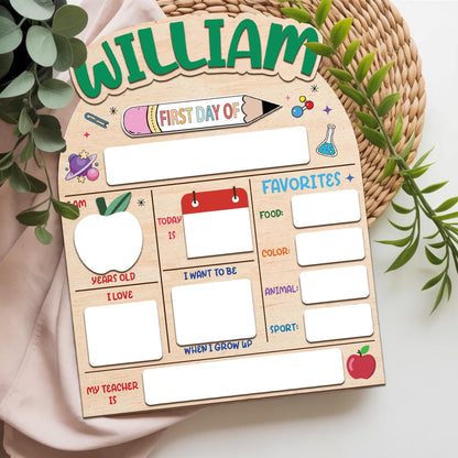 Custom 1st Day Of School Board, Custom First Day Of School Sign, Back To School Sign For Kids, First Day Of Kinder Pre K Sign, Student Gifts