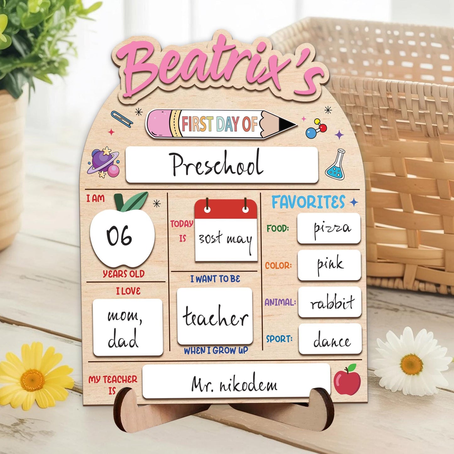 Custom 1st Day Of School Board, Custom First Day Of School Sign, Back To School Sign For Kids, First Day Of Kinder Pre K Sign, Student Gifts