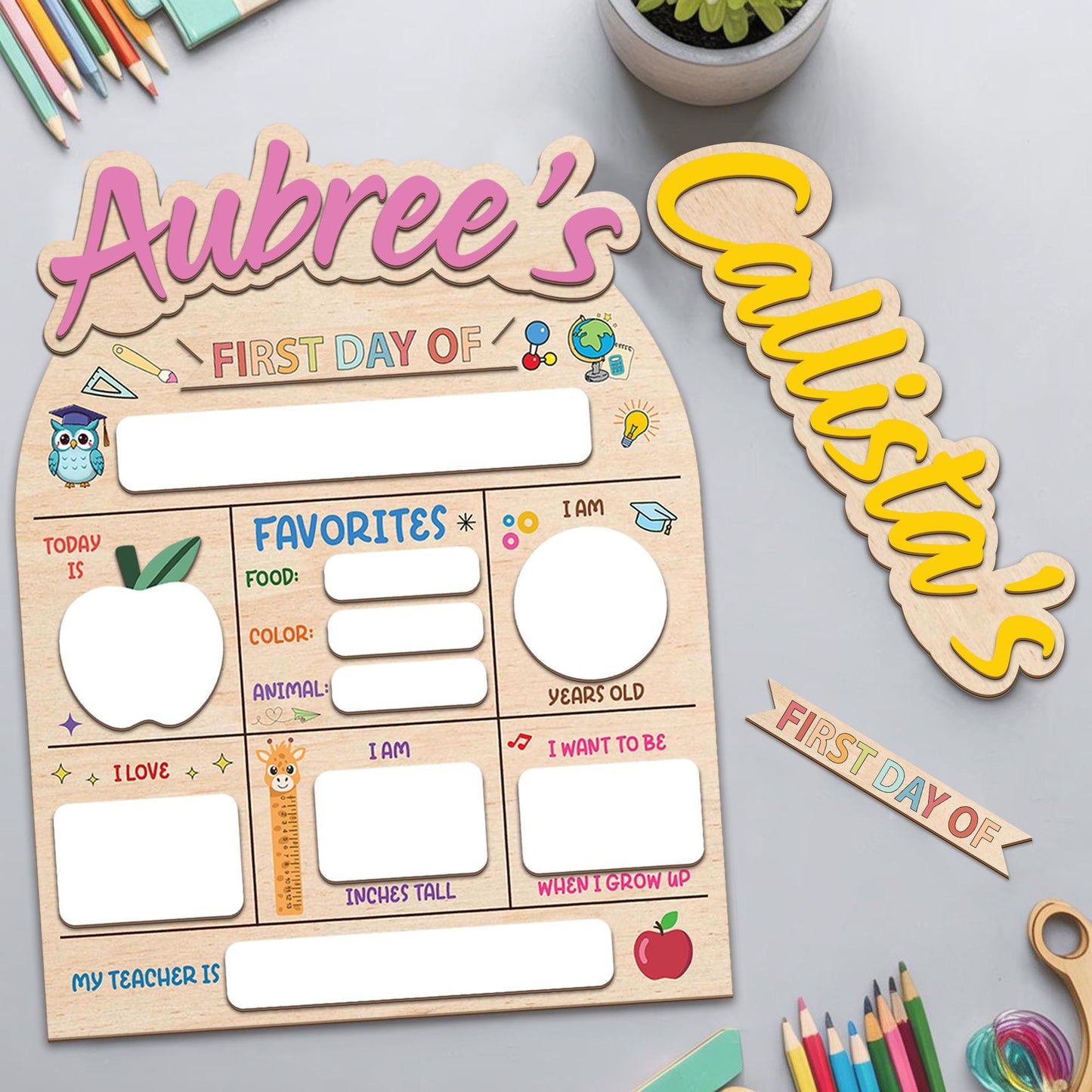 Personalized First And Last Day Of School Sign, Back To School Sign For Photos, Custom Name 1st Day Of School Board, 1st Day Of School Signs