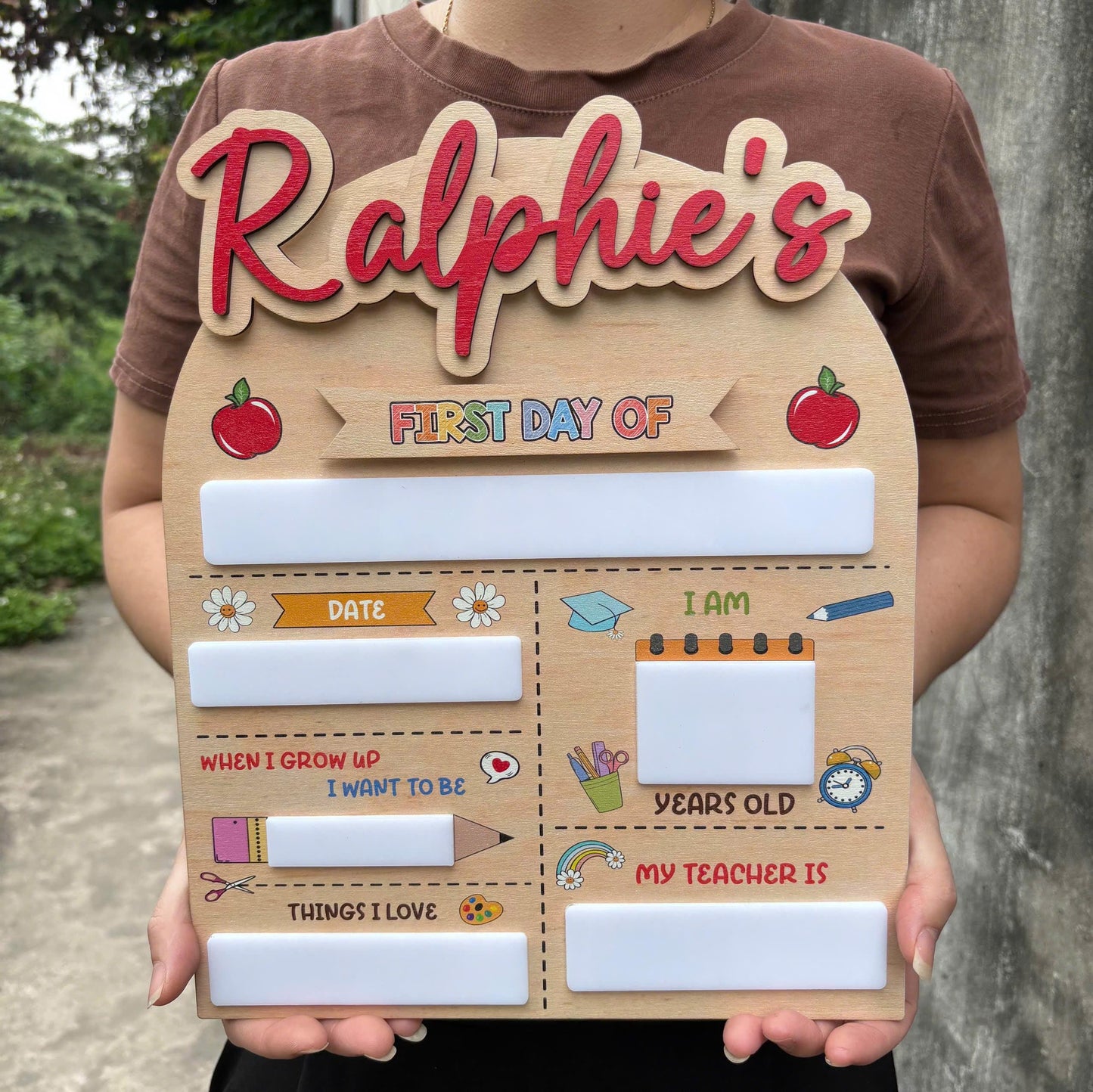 Custom First Day Of School Sign, Custom Name Back To School Board, Reusable Back To School Sign Photo Prop, 1st Day Of School Sign For Kids