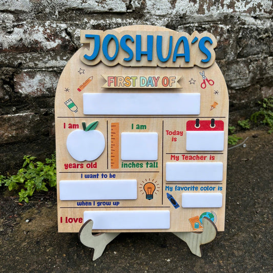 Personalized First Day Of School Sign, Back To School Sign, Kindergarten 1st Day Of School Sign Reusable, Custom First Day School Sign