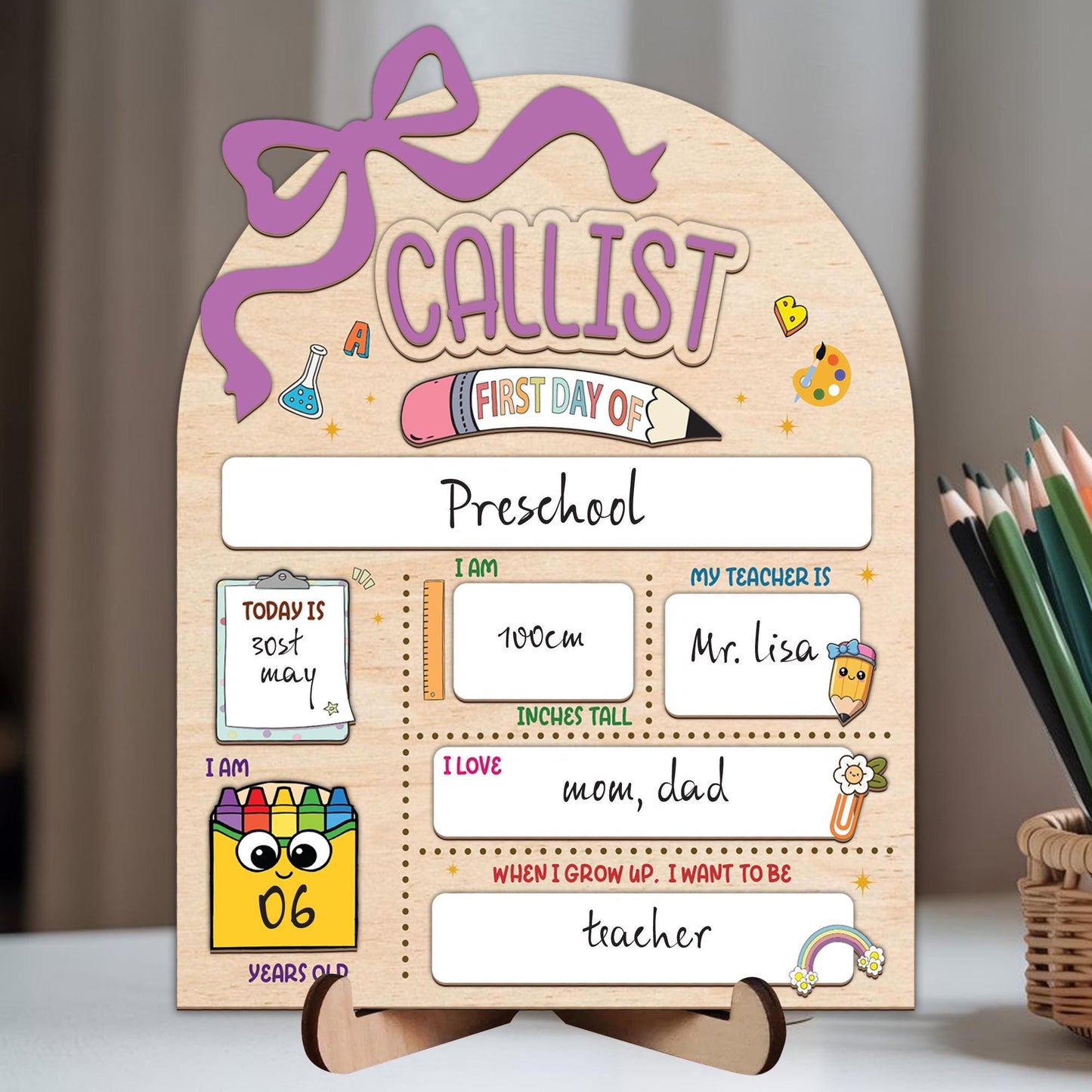 Personalized First & Last Day Of School, Back To School Sign For Photos Prop, 1st Day Of School Dry Erase Board, First Day Of School Sign