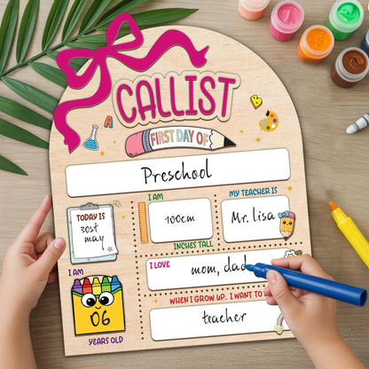 Personalized First & Last Day Of School, Back To School Sign For Photos Prop, 1st Day Of School Dry Erase Board, First Day Of School Sign