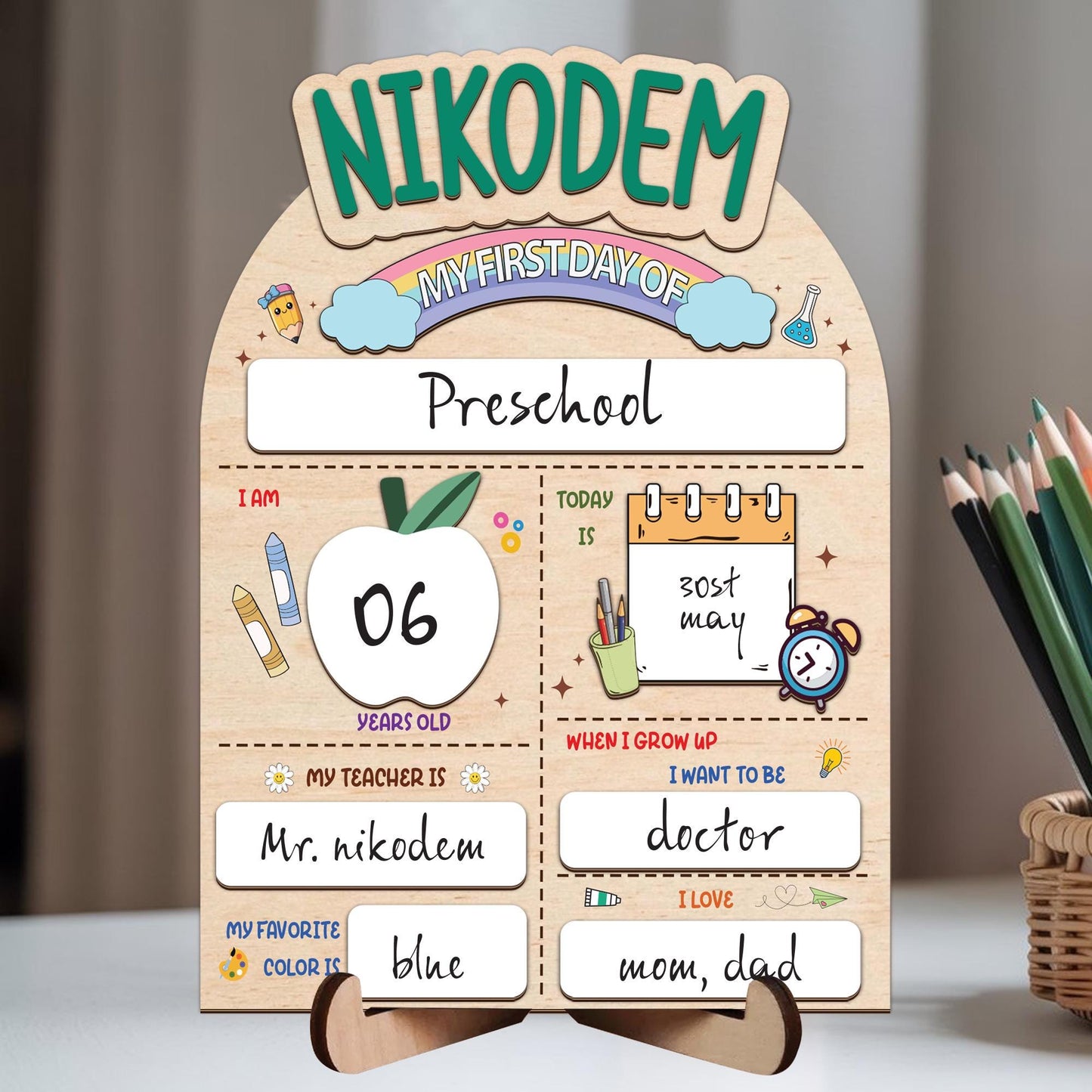 Personalized First & Last Day Of School Sign, 1st Day Of School Signs, Back To School Sign For Photos, Custom Name 1st Day Of School Board
