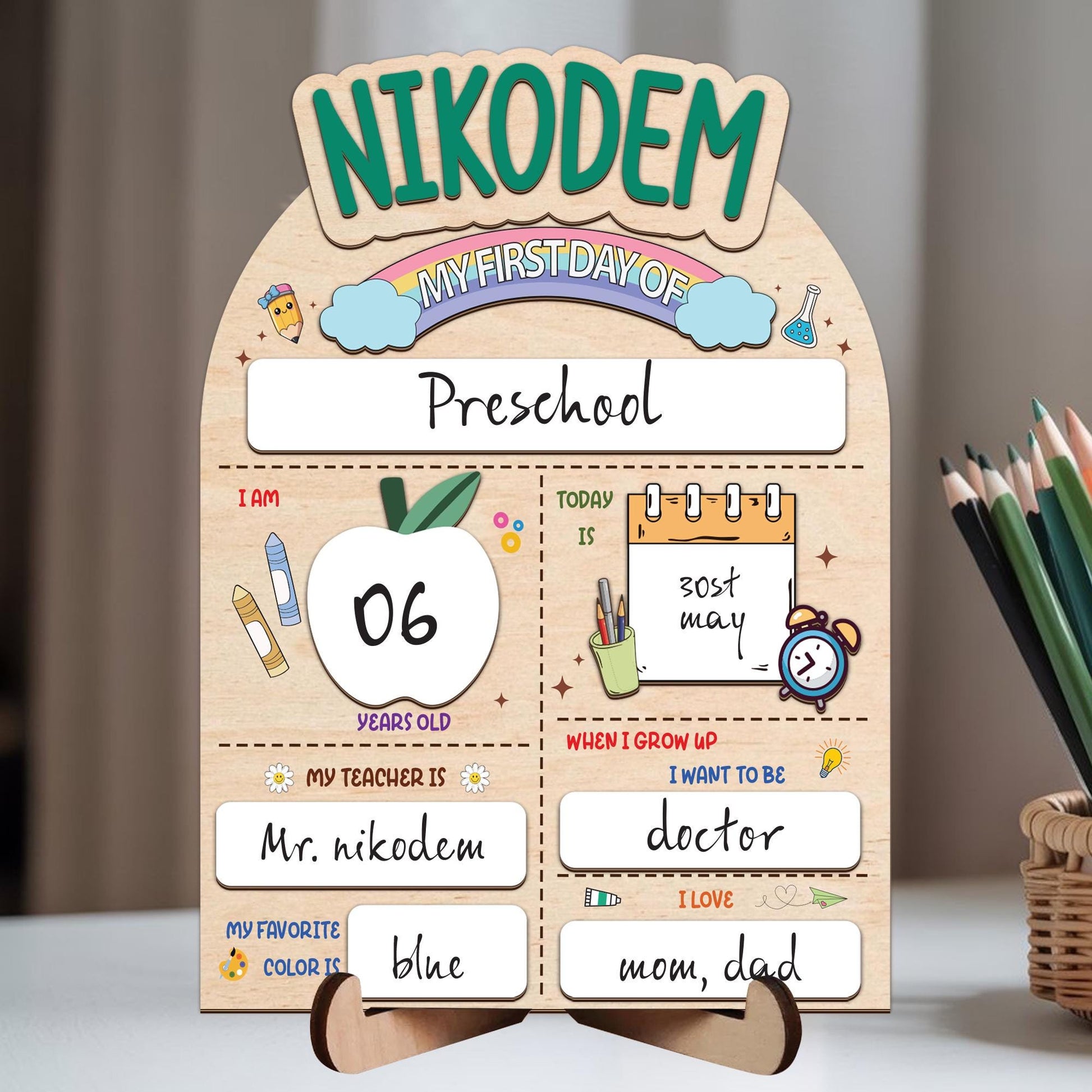 Custom First Day Of School Sign, 1st Day Of School Sign Gift, Reusable Back To School Sign For Photo Prop, Custom First Day Of School Board